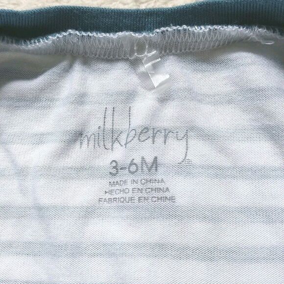 Milkberry One-piece Bodysuit Baby Boy 0-6M Dinosours Striped Bamboo Set Of 2 - Picture 13 of 16